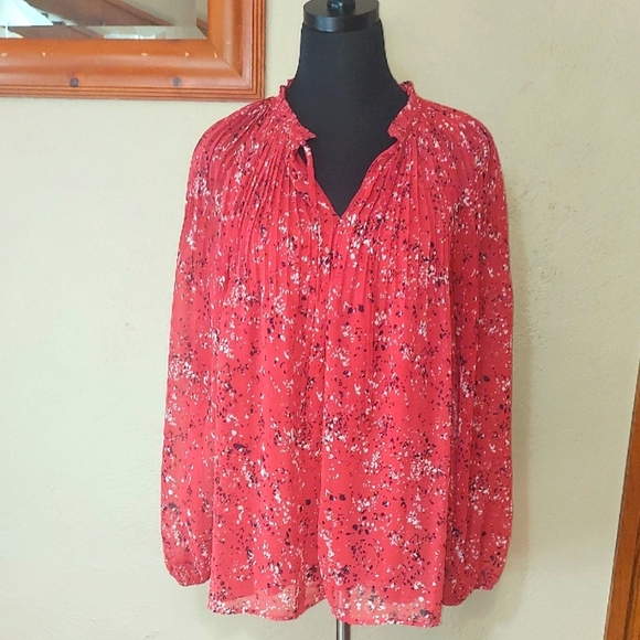 Simply Vera Wang Women's Sheer Floal Tunic Blouse Sz L - Picture 1 of 11